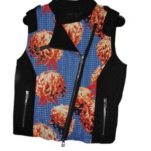 L.A.M.B By Gwen Stefani Zip Up Vest w/Floral Polka Dot Pattern Size 6 EUC Vtg